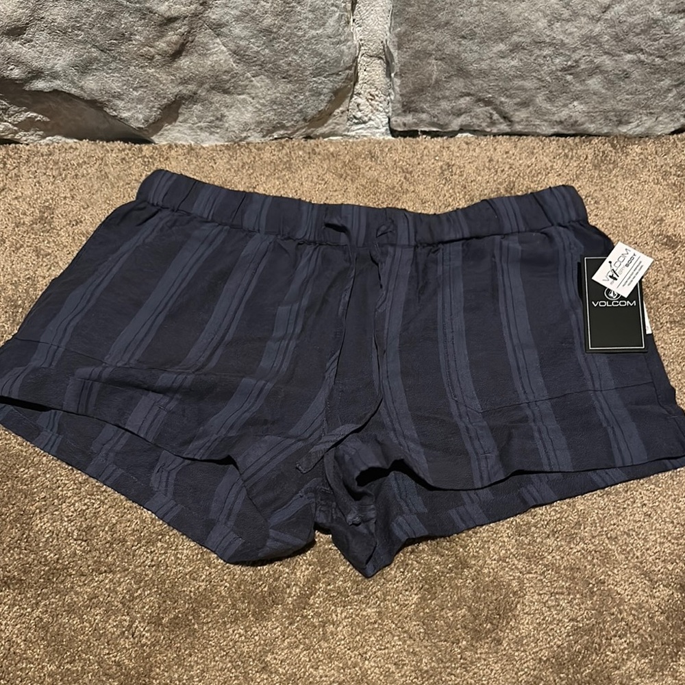 Volcom Women's Navy Striped Shorts